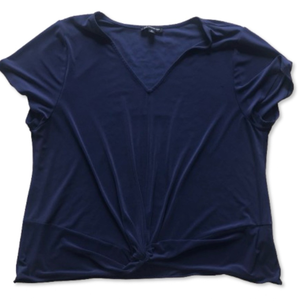I.N.C. Women's Navy Blue Short Sleeve V-Neck Blouse size 3X